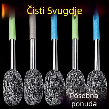 Četka za čišćenje s čeličnom žicom kuglicom za lonce i boce, kuhinjska četka, bez ispadanja vlakana