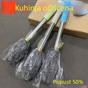 Četka za čišćenje s čeličnom žicom kuglicom za lonce i boce, kuhinjska četka, bez ispadanja vlakana