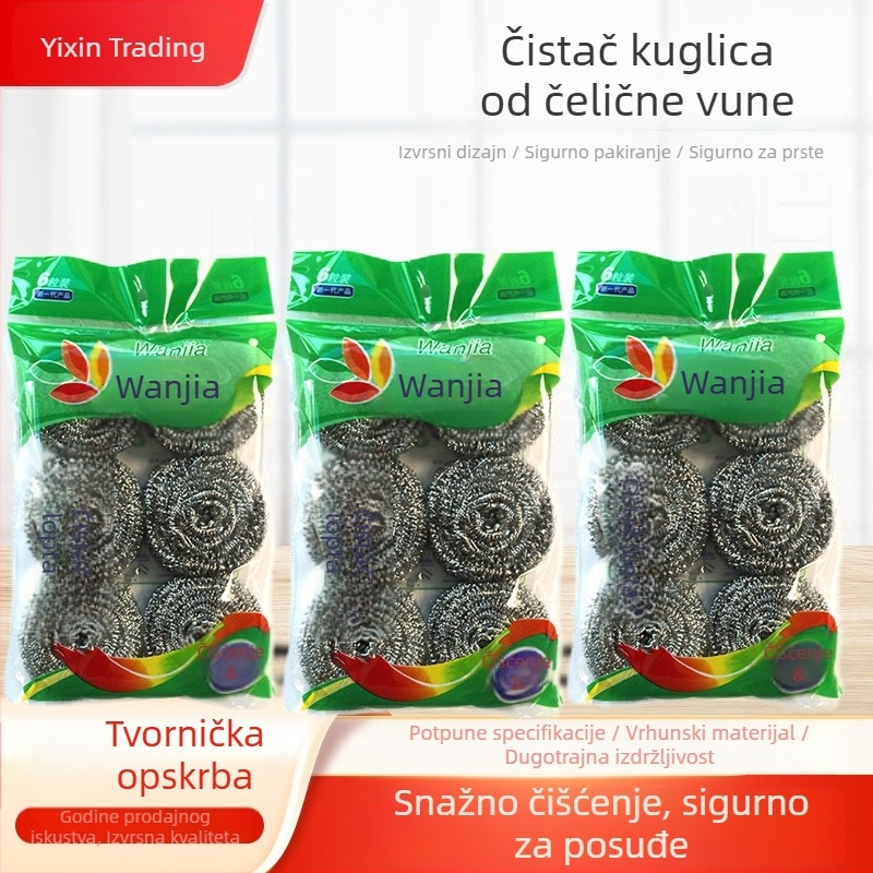 6 komada nerđajućih čeličnih kuglica za čišćenje i mala četkica za čišćenje za kuhinju