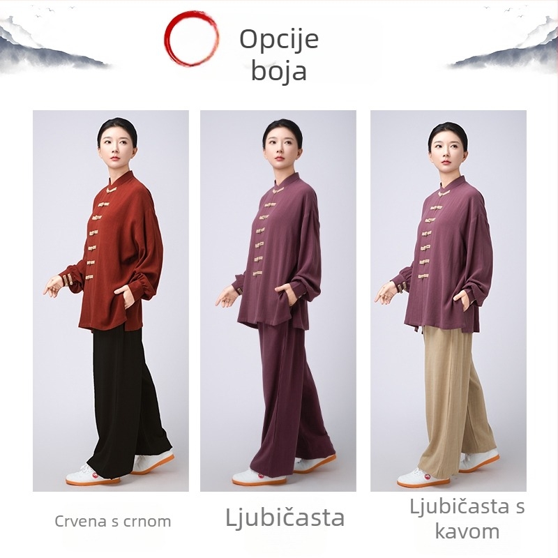 Jesensko-zimska debela pamuk-lin Taiji odjeća za nastupe i trening, Eight-Section Brocade trenirke za muškarce i žene