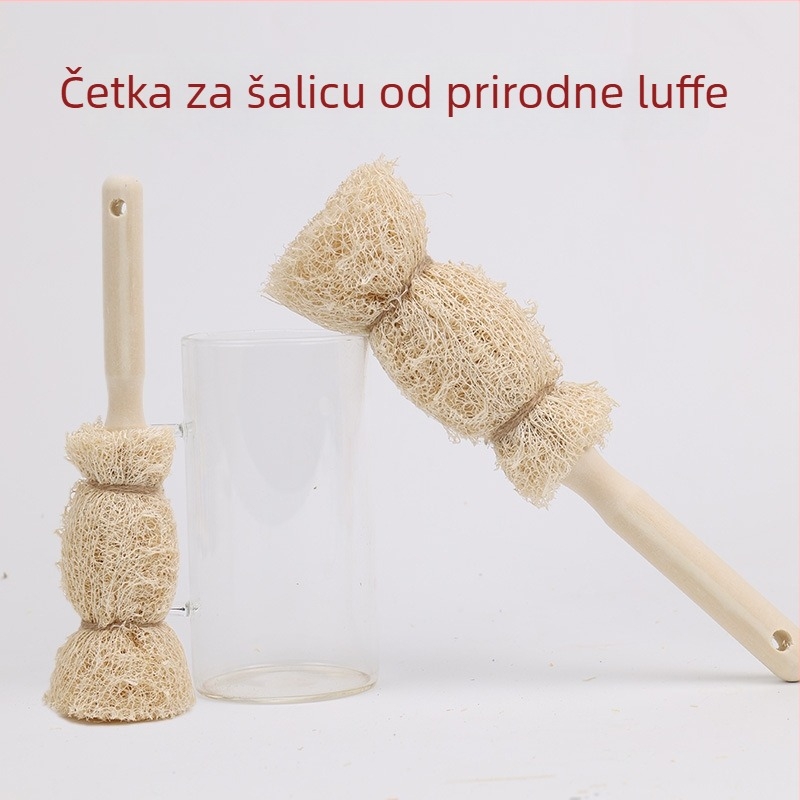 Nova prirodna četka od luffe za šalice i boce, s pulpom od luffe, otporna na masnoće, kućno čišćenje