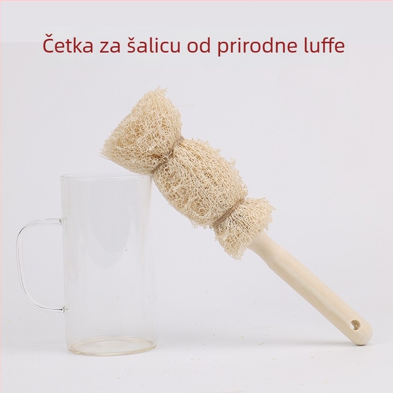 Nova prirodna četka od luffe za šalice i boce, s pulpom od luffe, otporna na masnoće, kućno čišćenje