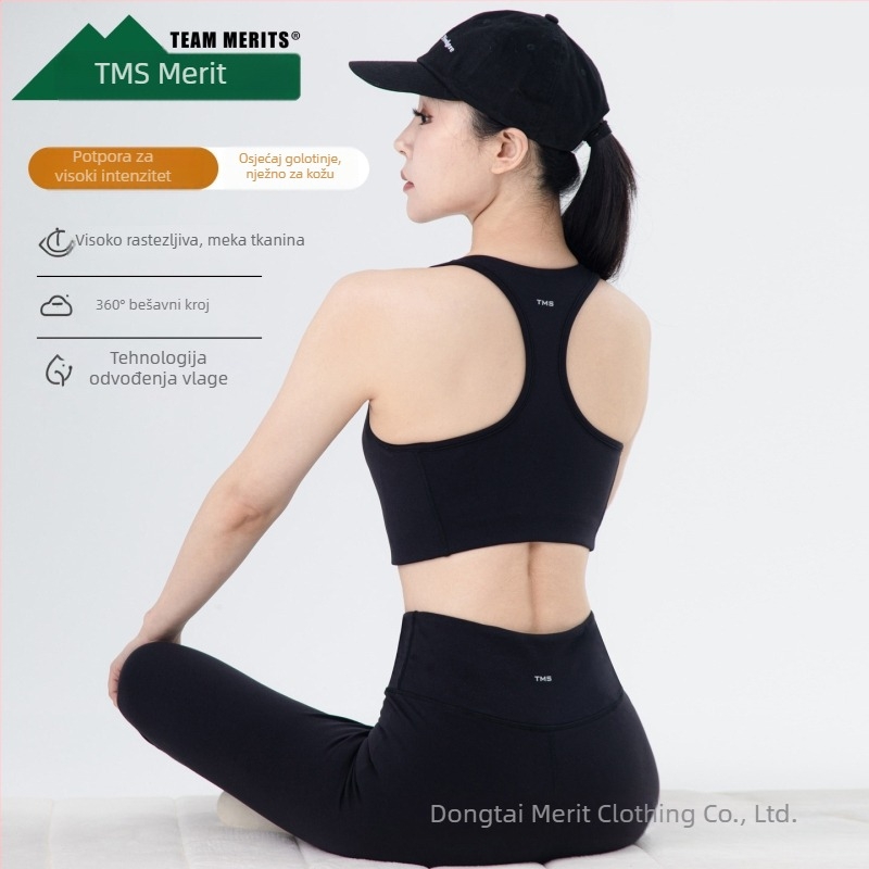 Ženski set hlača za jogu i sportski top, odjeća za pilates, visoka elastičnost, grudnjak s uklonjivim jastučićima