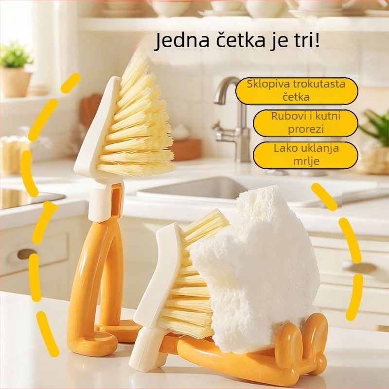 Četka za čišćenje spojeva kuhinjskog sudopera, sklopiva trokutasta četka za posude – nježna, bez ogrebotina