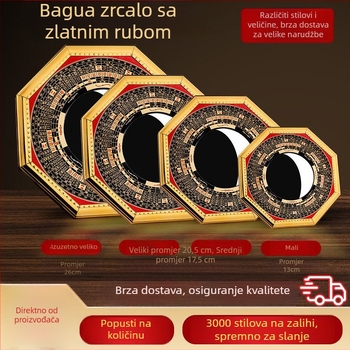 Aluminijsko ogledalo s konveksnim i konkavnim površinama, dizajn osam trigrami – kućna dekoracija za viseće ukrase