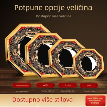 Aluminijsko ogledalo s konveksnim i konkavnim površinama, dizajn osam trigrami – kućna dekoracija za viseće ukrase