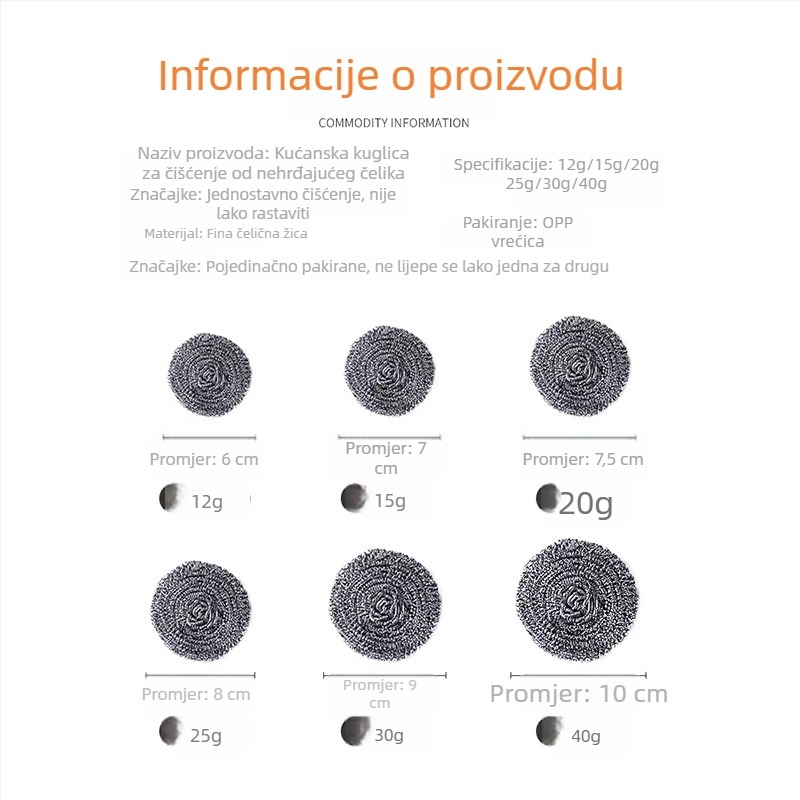 Velike čelične žičane kuglice za čišćenje, set od četiri komada, kuhinja, pranje posuđa