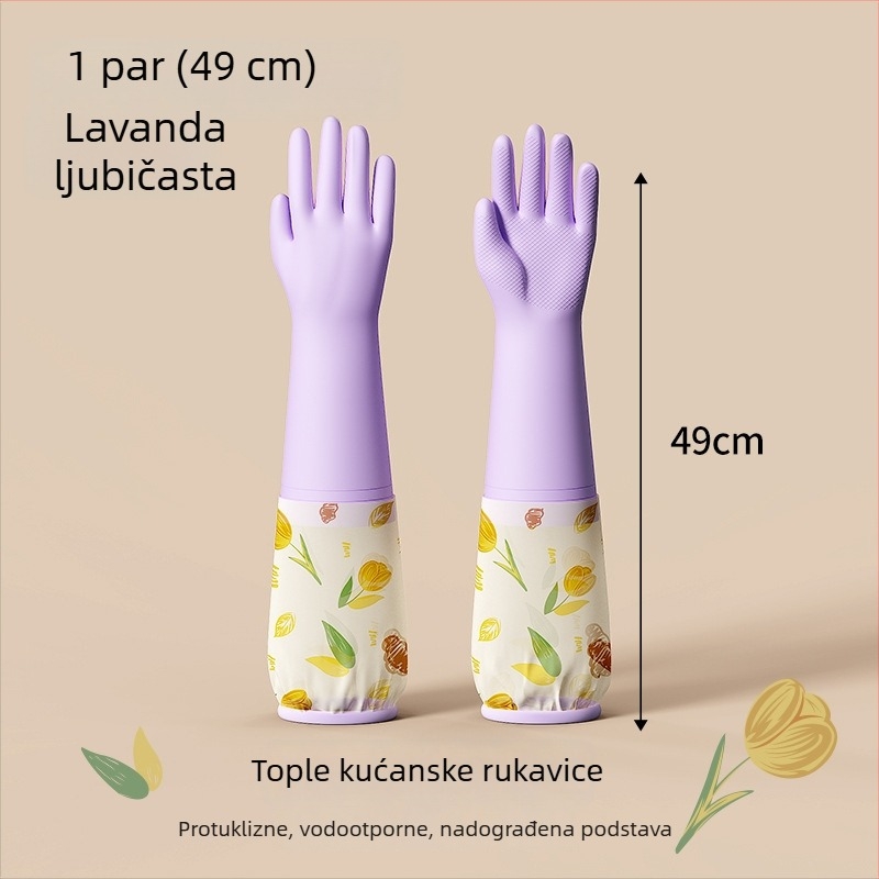 Rukavice za pranje posuđa s flis podstavom, debele i vodootporne za zimu, izdržljive za čišćenje i pranje rublja, kućna upotreba