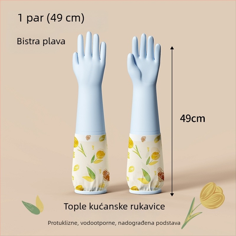 Rukavice za pranje posuđa s flis podstavom, debele i vodootporne za zimu, izdržljive za čišćenje i pranje rublja, kućna upotreba