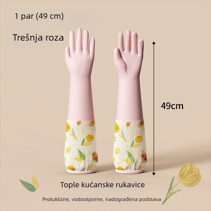 Rukavice za pranje posuđa s flis podstavom, debele i vodootporne za zimu, izdržljive za čišćenje i pranje rublja, kućna upotreba