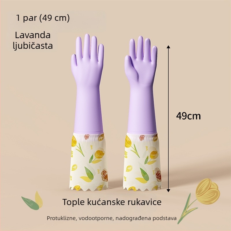 Rukavice za pranje posuđa s flis podstavom, debele i vodootporne za zimu, izdržljive za čišćenje i pranje rublja, kućna upotreba