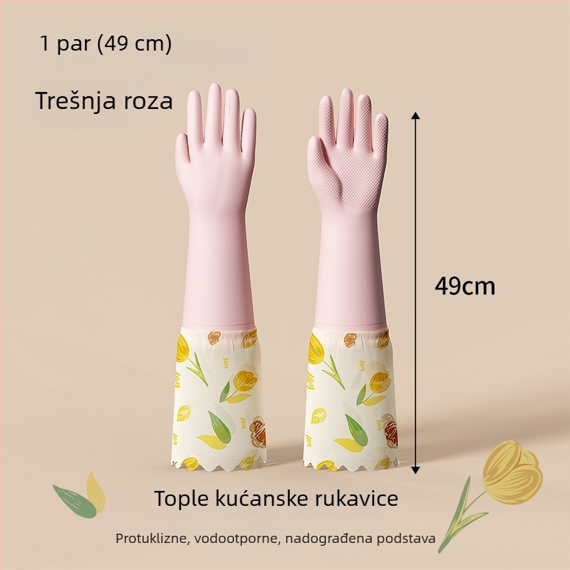 Rukavice za pranje posuđa s flis podstavom, debele i vodootporne za zimu, izdržljive za čišćenje i pranje rublja, kućna upotreba
