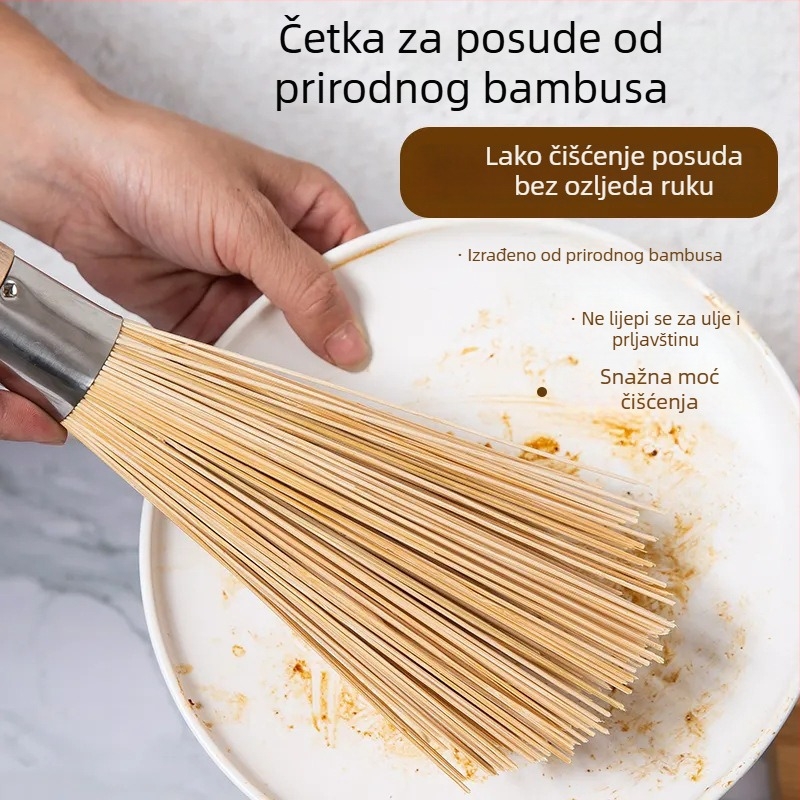 Bambusna četka za pranje lonaca i posuđa s produženom drškom