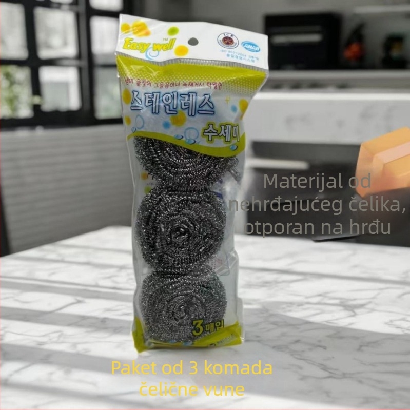 Kućna kugla od nehrđajućeg čelika za čišćenje, ne otpušta vlakna, za pranje posuđa i lonaca, višenamjenski čistač kuhinje.