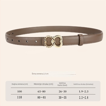 Ženski PU remen, koreanskog stila, svestran za traperice i casual hlače, kopča od legure, širina 2–4 cm, duljina 110 cm