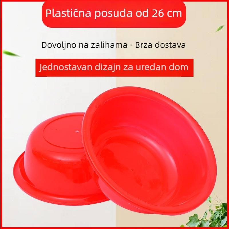 26 cm plastična posuda za pranje povrća i voća, crvena, kućna kuhinja, mala, s debelim dnom