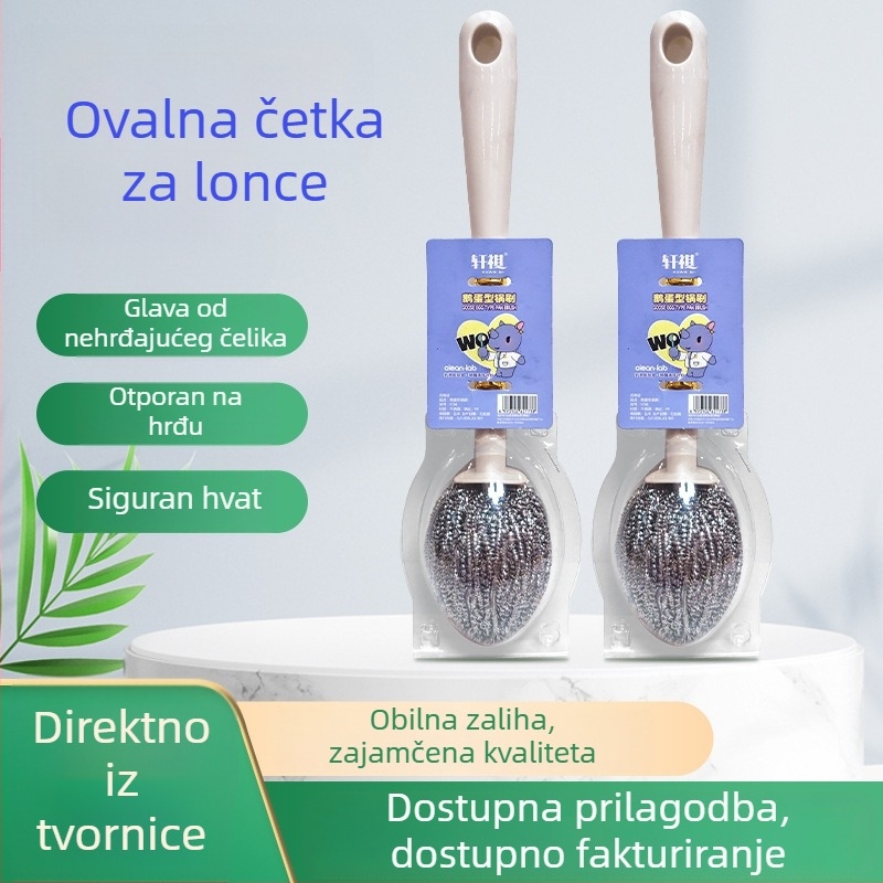 Dugačka četka za čišćenje boca i posuda, dugačkim držalom i glavom od čelične vate