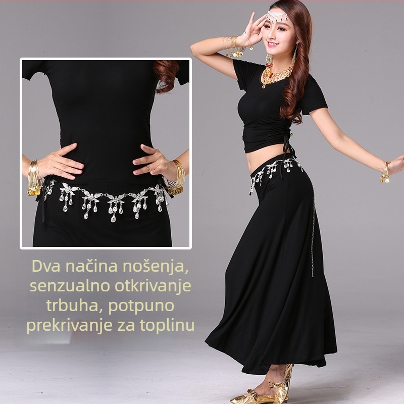 Set odjeće za belly dance za jesen-zimu, seksi duga haljina za početnice, kostim za nastup orijentalnog plesa