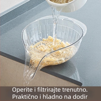 Kuhinjska košara za pranje povrća s ugrađenim odvodom, višenamjenska cjediljka za rižu