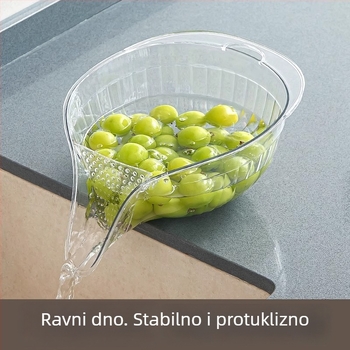 Kuhinjska košara za pranje povrća s ugrađenim odvodom, višenamjenska cjediljka za rižu