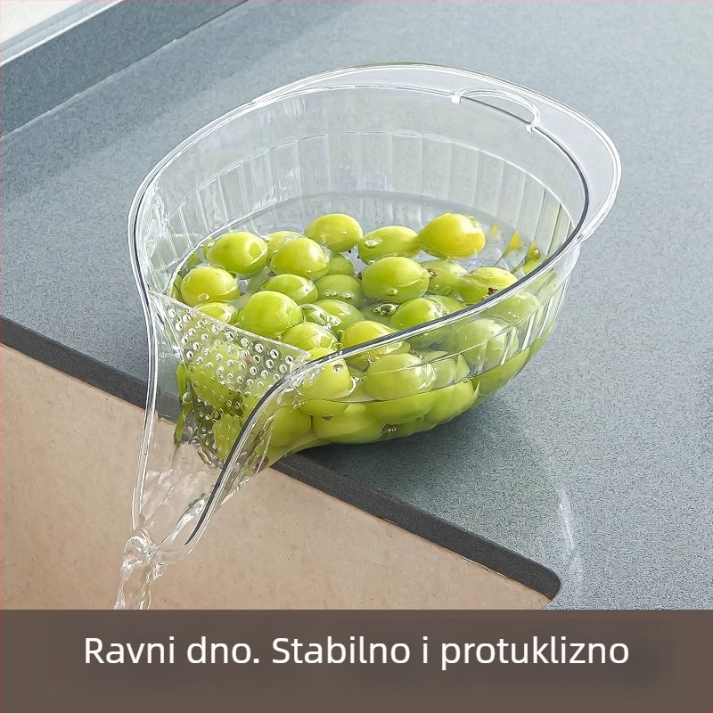 Kuhinjska košara za pranje povrća s ugrađenim odvodom, višenamjenska cjediljka za rižu