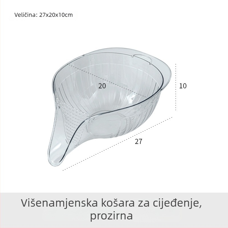 Kuhinjska košara za pranje povrća s ugrađenim odvodom, višenamjenska cjediljka za rižu