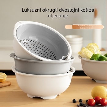 Viseći plastični kuhinjski sudoper s blagim luksuznim dizajnom, višefunkcionalan, dvostrukoslojni debeli odvodni koš za pranje voća i povrća.