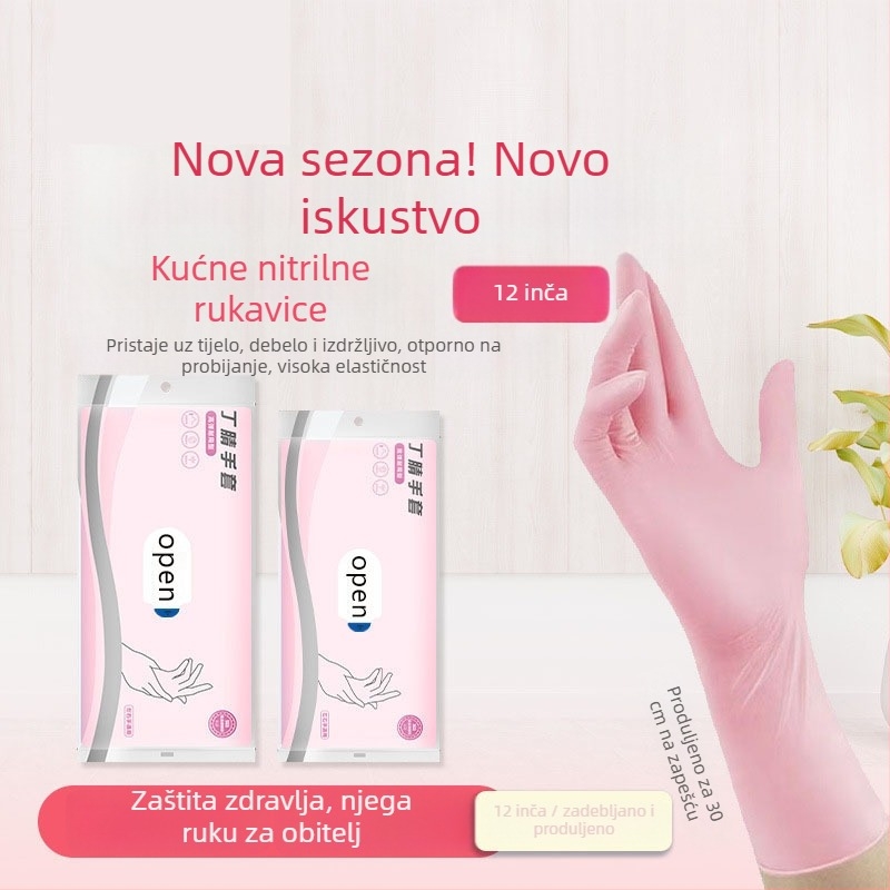 Rukavice od nitrila s prehrambenom kvalitetom za kućnu upotrebu – deblje i duže, vodootporne, protuklizne, za pranje posuđa, pranje povrća i kućanske poslove