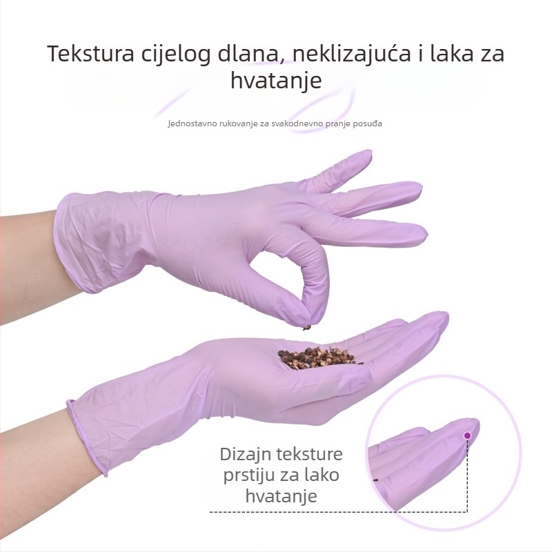 Rukavice od nitrila s prehrambenom kvalitetom za kućnu upotrebu – deblje i duže, vodootporne, protuklizne, za pranje posuđa, pranje povrća i kućanske poslove