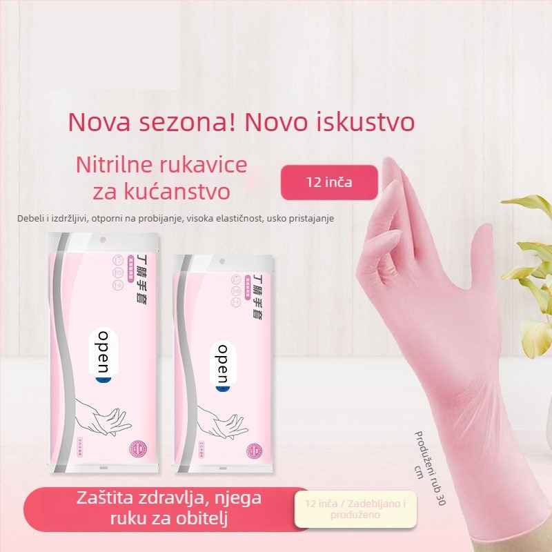 Rukavice od nitrila s prehrambenom kvalitetom za kućnu upotrebu – deblje i duže, vodootporne, protuklizne, za pranje posuđa, pranje povrća i kućanske poslove