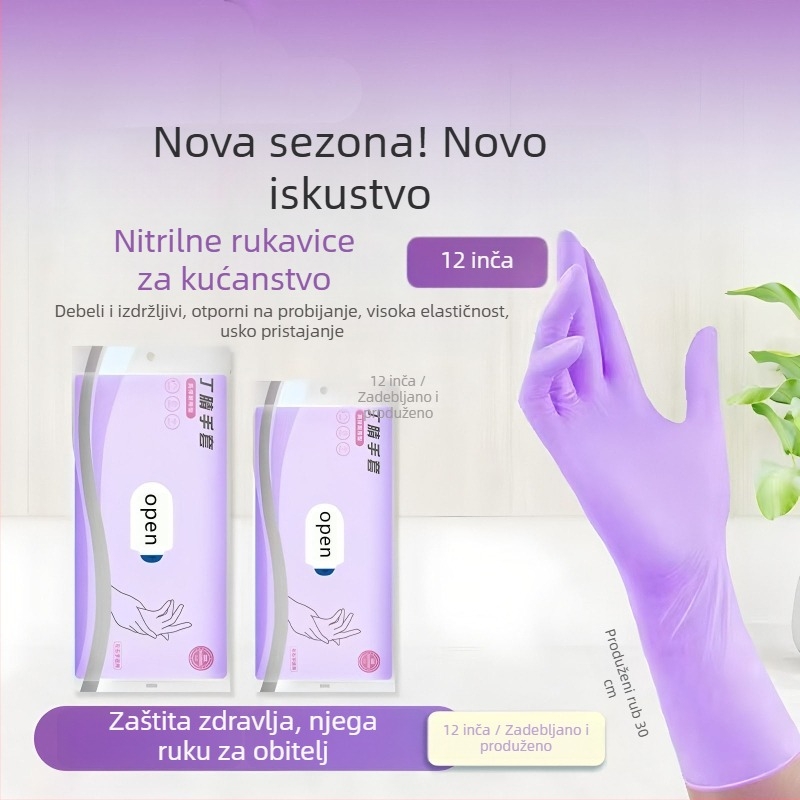 Rukavice od nitrila s prehrambenom kvalitetom za kućnu upotrebu – deblje i duže, vodootporne, protuklizne, za pranje posuđa, pranje povrća i kućanske poslove
