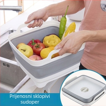 Prijenosno sklopivo kuhinjsko korito za pranje povrća s odvodnim košem