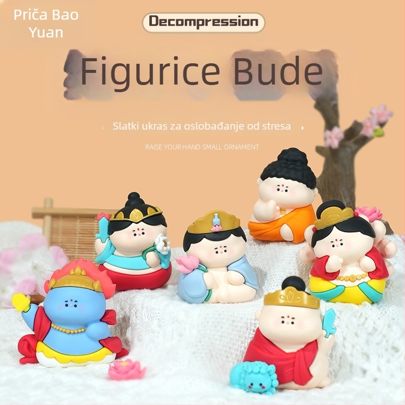 Mala Bodhisattva figurica – slatka budistička stil, resin ukras s temom hrama, otporna na padanje