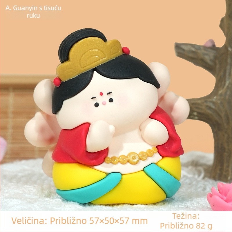 Mala Bodhisattva figurica – slatka budistička stil, resin ukras s temom hrama, otporna na padanje