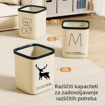 Kvadratni plastični koš za otpad velikog kapaciteta, za kućnu i uredsku upotrebu (12 L i više), bez poklopca