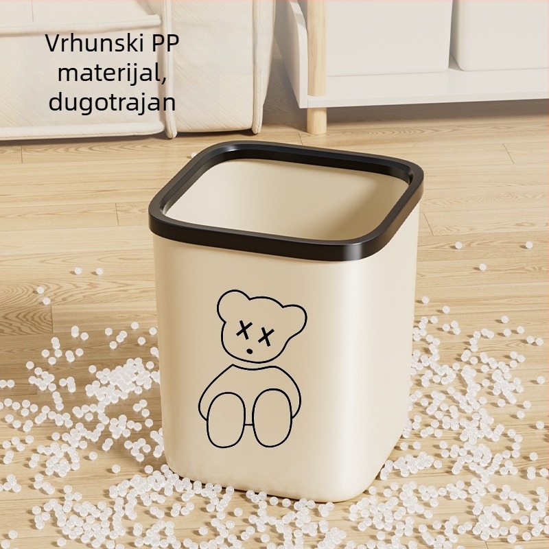 Kvadratni plastični koš za otpad velikog kapaciteta, za kućnu i uredsku upotrebu (12 L i više), bez poklopca
