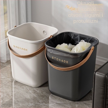 Plastični kvadratni koš za smeće s ručkom, 5 L, otvorenoga vrha, za kućanstvo, kuhinju, dnevni boravak, kupaonicu, spavaću sobu i ured