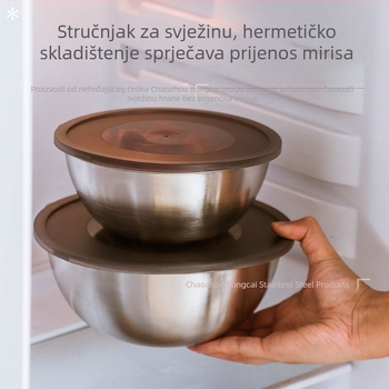 304 nehrđajući čelik višenamjenska zdjela za kuhanje i tijesto sa mjericama, zlatna boja, korejski stil, za mućenje tijesta, salate i mućenje jaja