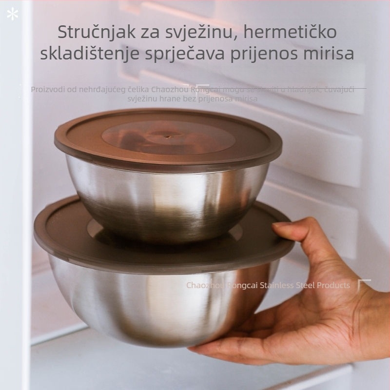 304 nehrđajući čelik višenamjenska zdjela za kuhanje i tijesto sa mjericama, zlatna boja, korejski stil, za mućenje tijesta, salate i mućenje jaja