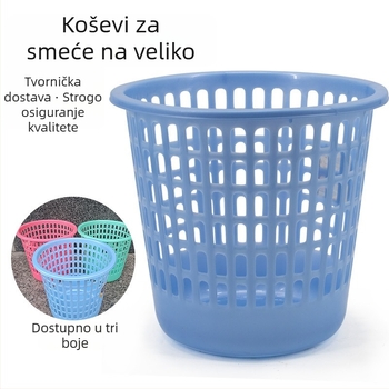 Kanta za otpadke s perforiranim dizajnom za kućnu upotrebu, cilindrična plastična košara bez poklopca, 6 L, za kupaonu, dnevnu sobu, kuhinju i ured