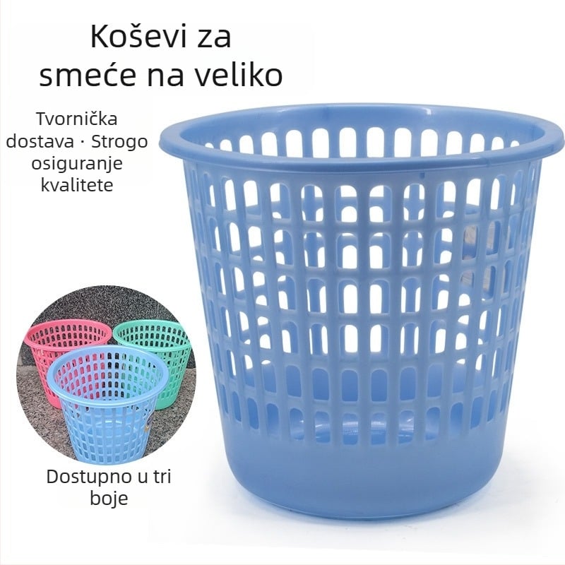 Kanta za otpadke s perforiranim dizajnom za kućnu upotrebu, cilindrična plastična košara bez poklopca, 6 L, za kupaonu, dnevnu sobu, kuhinju i ured