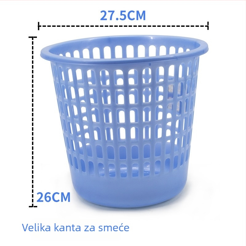 Kanta za otpadke s perforiranim dizajnom za kućnu upotrebu, cilindrična plastična košara bez poklopca, 6 L, za kupaonu, dnevnu sobu, kuhinju i ured