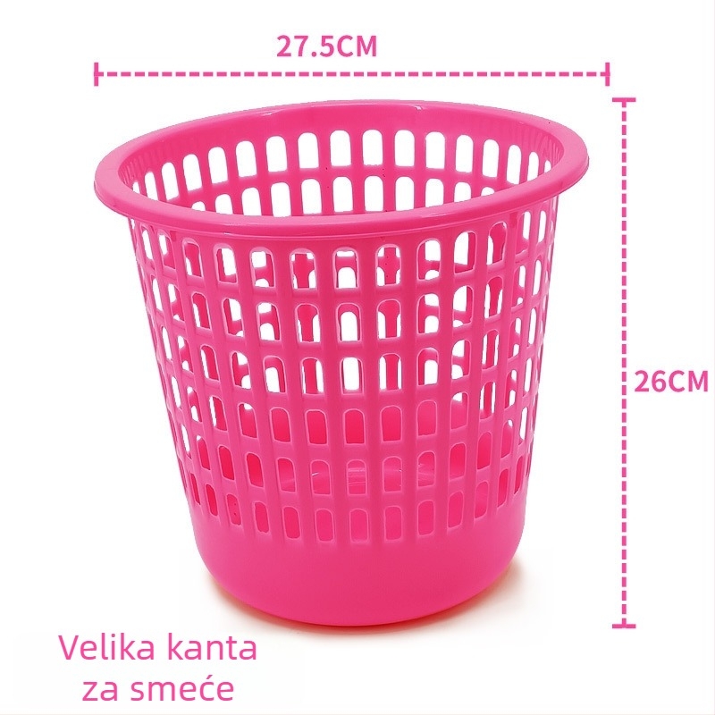 Kanta za otpadke s perforiranim dizajnom za kućnu upotrebu, cilindrična plastična košara bez poklopca, 6 L, za kupaonu, dnevnu sobu, kuhinju i ured