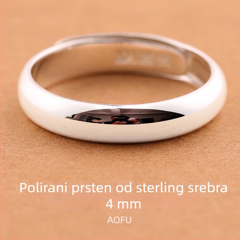 Prsten od 999 čistog srebra bez graviranja za žene, zatvoren prsten za muškarce, par prstena, jednostavan bend, božićni dar