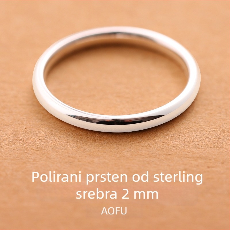 Prsten od 999 čistog srebra bez graviranja za žene, zatvoren prsten za muškarce, par prstena, jednostavan bend, božićni dar