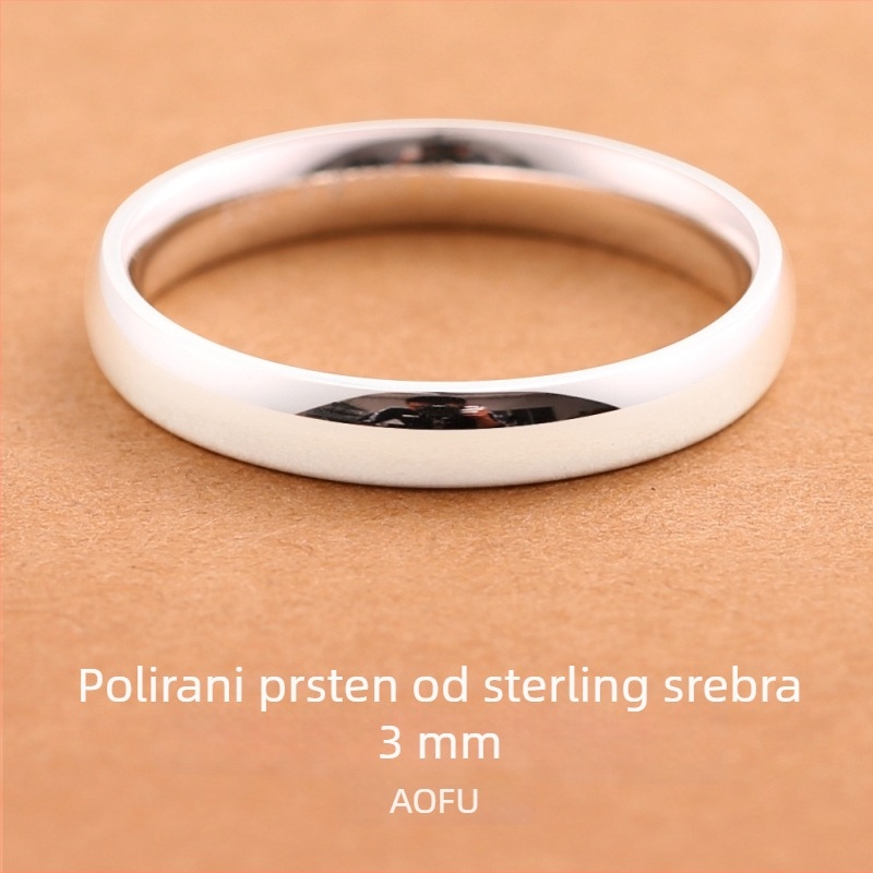 Prsten od 999 čistog srebra bez graviranja za žene, zatvoren prsten za muškarce, par prstena, jednostavan bend, božićni dar
