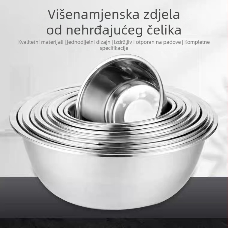 Magnetska velika posuda za začine s obrnutim rubom i nehrđajući čelični bazen za kućnu upotrebu, posude za začine različitih veličina, pranje povrća i mijesenje tijesta