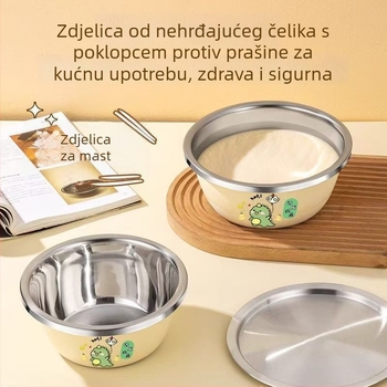 Nehrđava čelična posuda za svinjsku mast s poklopcem, kuhinjska posuda, pogodna za hladnjak