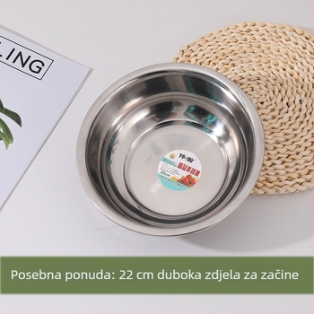 Nehrđajući čelična misa za juhu s debelim stijenkama i zavijenim rubom, promjer 18 cm, kućna uporaba.