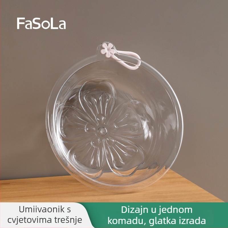 FaSoLa Prozirna kuhinjska zdjela za suđe i povrće, velika plastična zdjela s ručkom u obliku cvijeta